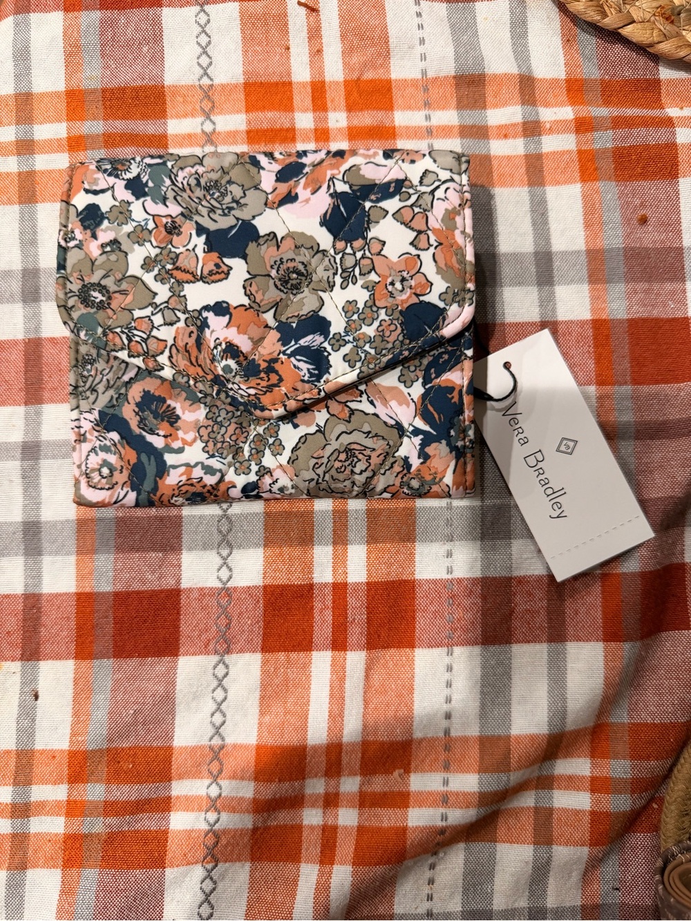 Vera Bradley Floral Compact Wallet in Pink, Navy & Tan